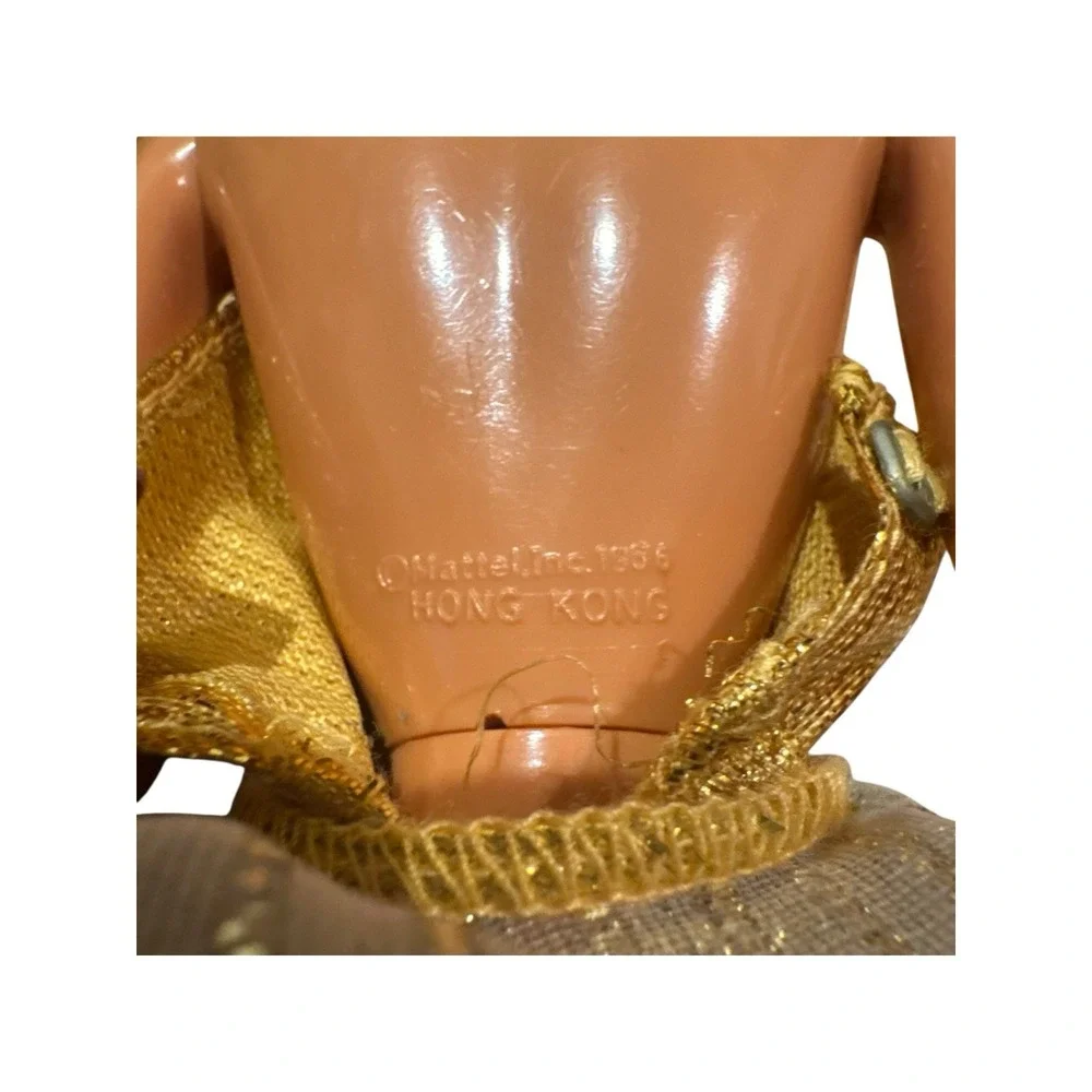 Vintage 1966 Mattel Doll Gold Metallic Jumpsuit Jacket Hong Kong Long Dark Hair